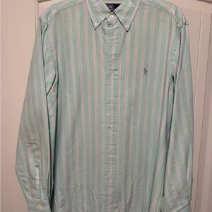 Ralph Lauren Men's Light Green Striped Shirt